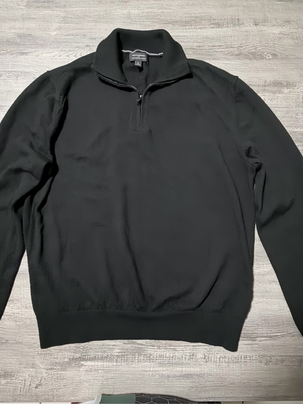 Banana Republic Men's Black 1/4 Zip Sweater Large 100% Merino Wool Pullover